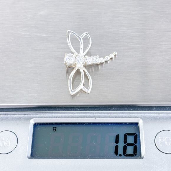 Vintage Sterling Silver 925 2cm Cubic Zirconia Dragonfly Pendant - Picture 6 of 8